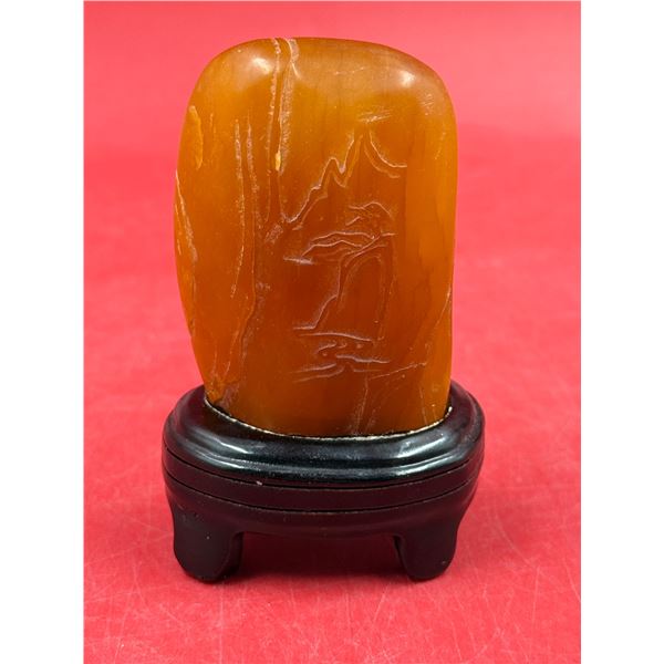 Nice Hand Carved Chinese Yellow Shou-Shan Stone