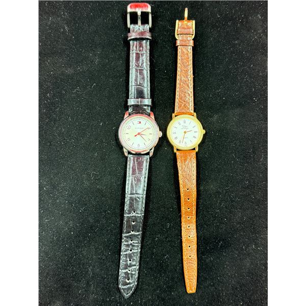 2x Leather Strap Watches: Tommy Hilfiger & Oscar De La Renta