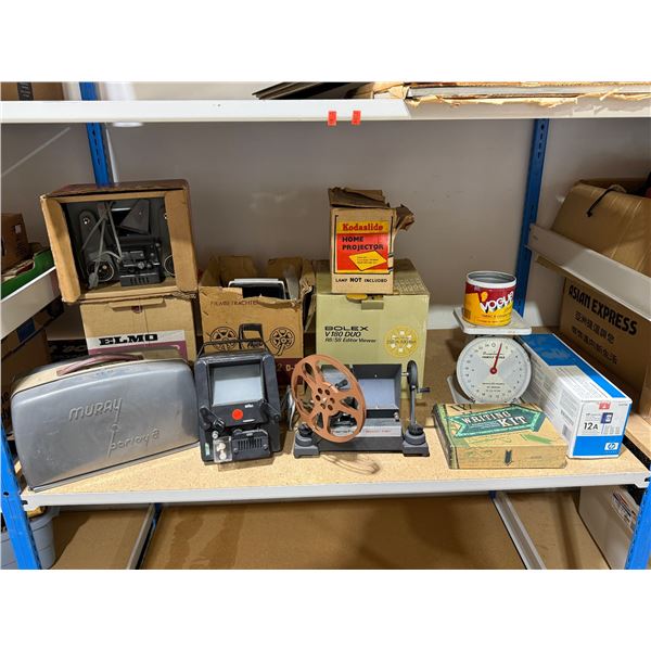 Vintage Variety (Mostly Electronics): Editors, Home Projector, Scale, Vogue Tin, HP LAserjet 12A Ton