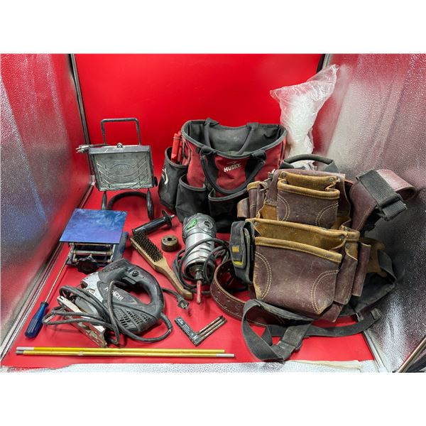 Tools Lot: Hitatchi Jigsaw & Router, Chainsaw Sharpener, & More