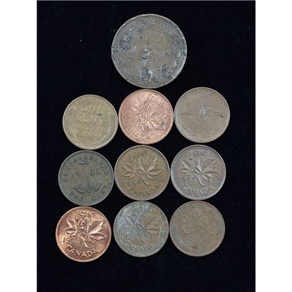 Old Pennies Collection, Including 1919 Penny & 1941 Newfoundland Penny