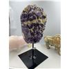 Image 2 : 12 X 5.3 INCH  AMETHYST WITH ORANGE CALCITE  CRYSTAL ON STAND UNIQUE FORMATION  HIGH GRADE