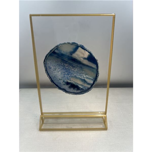 4.0 INCH BLUE AGATE SLICE WITH STAND