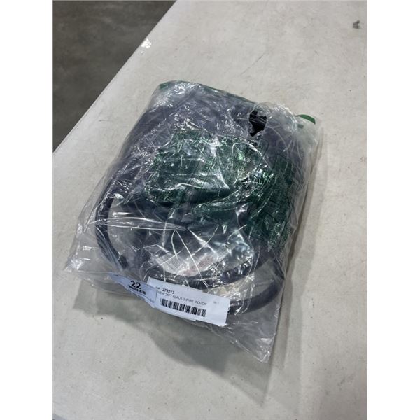 AS NEW 25FT BLACK 3 WIRE INDOOR OUTDOOR LIGHTED EXTENSION CORD, 10AWG