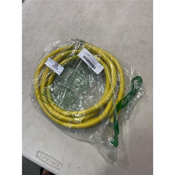 AS NEW 10FT YELLOW INDOOR OUTDOOR HEAVY DUTY LIGHTED EXTENSION CORD, 10AWG