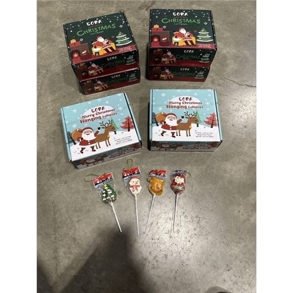 6 NEW CASES OF MERRY CHRISTMAS HANGING LOLLIPOPS