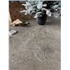 Image 3 : BRAND NEW 40 INCH FLOCKED INDOOR / OUTDOOR CHRISTMAS TREE, IN BLACK POT WITH BURLAP WRAP, AND SET OF