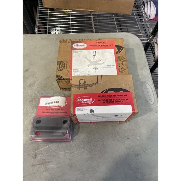 NEW SINGLE AXEL HANGER KIT, U-BOLT KIT AND SHACKLE STRAP KIT
