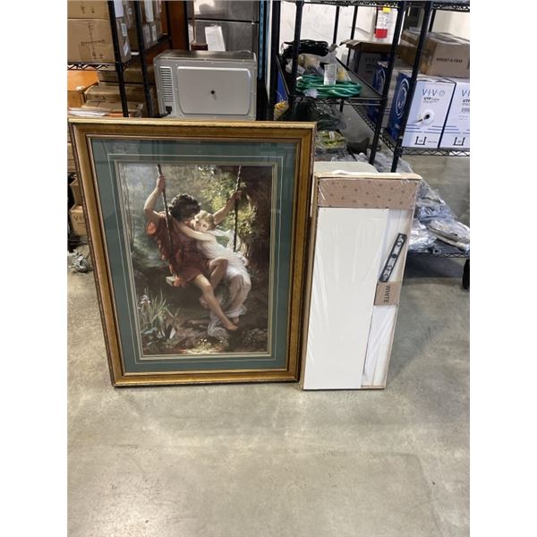 NEW LACK IKEA WHITE COFFEE TABLE, AND FRAMED PICTURE