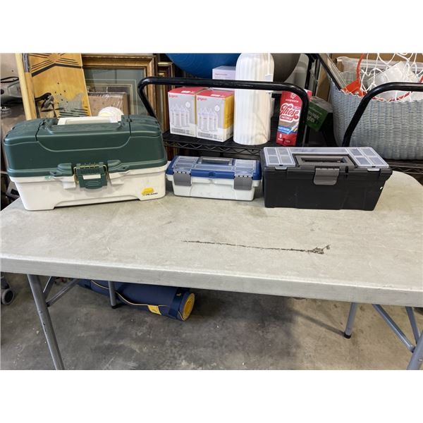 3 PLASTIC STORAGE CONTAINERS TACKLE BOXES