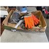 Image 4 : BOX OF TOOLS, LIGHTS, WORK GLOVES, ETC