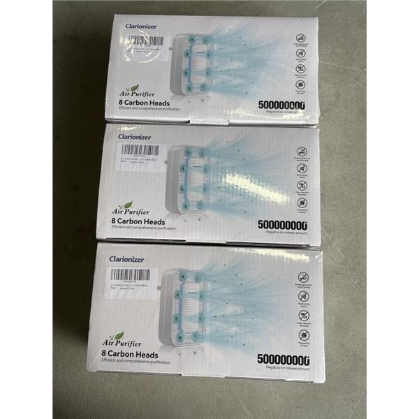 12 NEW BLACK PLUG AIR PURIFIER IONIZERS, 8 CARBON HEADS, 3 NEW 4 PACKS, EACH PACK COVERS 450SQFT