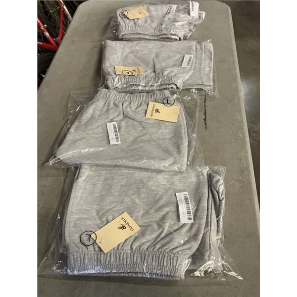 4 NEW PAIRS OF CLOUDPEAK HETAHER GREY SHORTS, SIZE LARGE