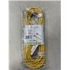 Image 1 : AS NEW 25FT YELLOW 3 WIRE INDOOR OUTDOOR LIGHTED EXTENSION CORD, 14AWG