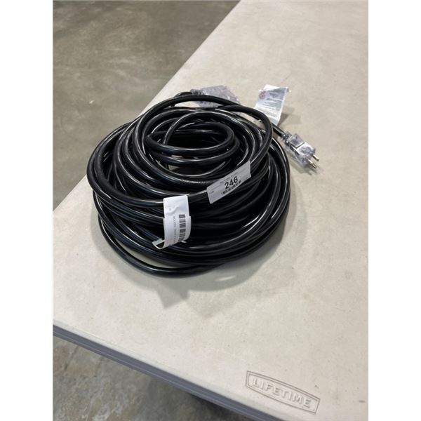 AS NEW 50FT BLACK 3 WIRE INDOOR OUTDOOR LIHTED EXTENSION CORD, 12 AWG