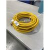 Image 1 : AS NEW 50FT YELLOW 3 WIRE INDOOR OUTDOOR LIGHTED EXTENSION CORD, 12AWG