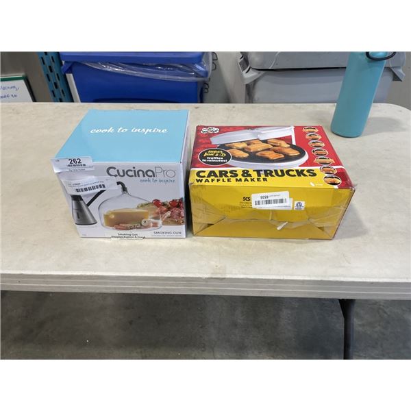 CAR AND TRUCK WAFFLE MAKER AND SMOKING GUN WITH DOME