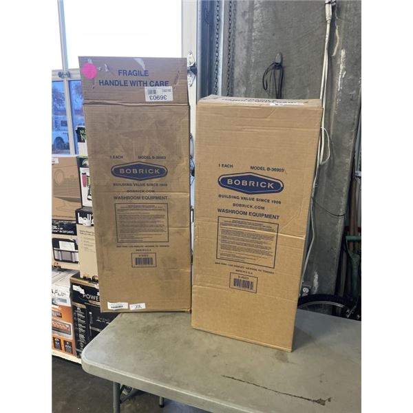 2 NEW STAINLESS RECESSED GARBAGE BINS