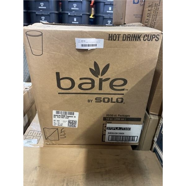 NEW CASE OF BARE 10 OZ PAPER CUPS, 20 PACKAGES OF 50