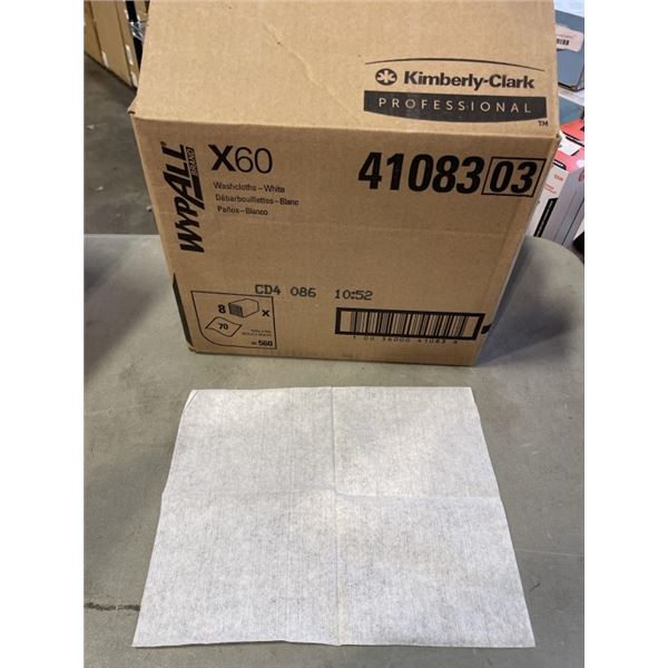 NEW CASE OF WYPALL X60 WASHCLOTHS, 12.5 X 10 INCH EACH, 560 TOTAL CLOTHS