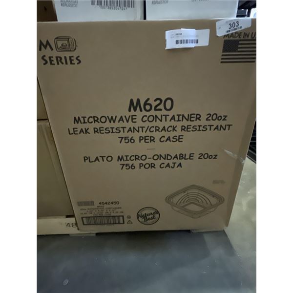 NEW CASE OF M620 MICROWAVEABLE CONTAINERS, 20OZ, 756 TOTAL