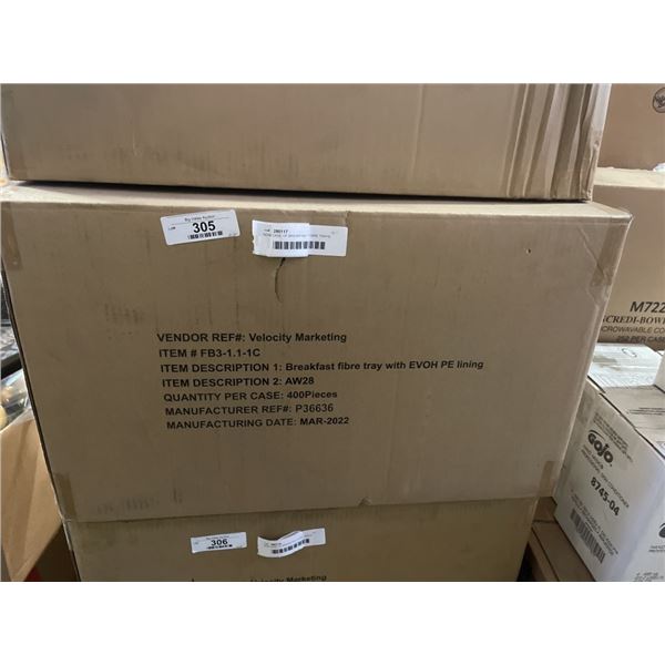 NEW CASE OF BREAKFAST FIBRE TRAYS, 400 PER CASE