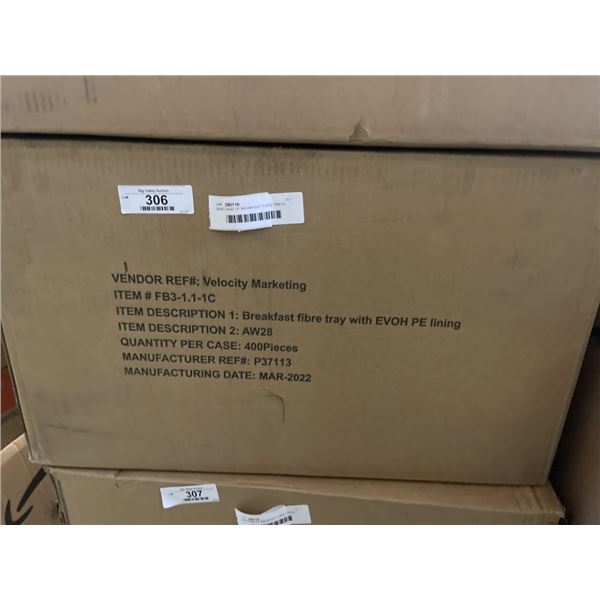 NEW CASE OF BREAKFAST FIBRE TRAYS, 400 PER CASE