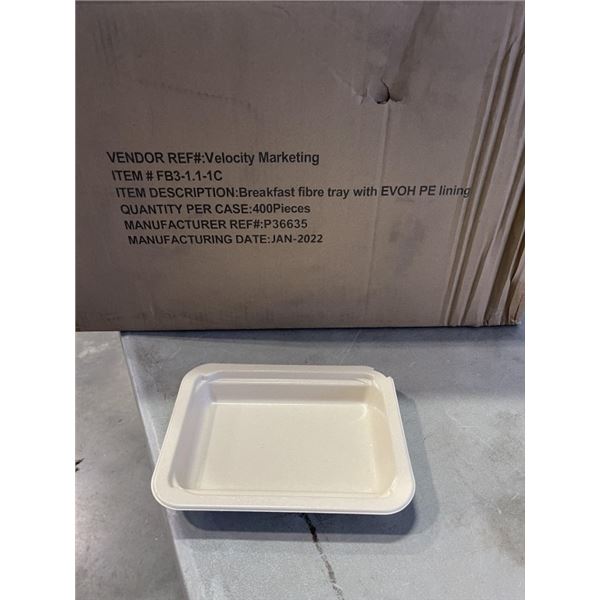 NEW CASE OF BREAKFAST FIBRE TRAYS, 400 PER CASE