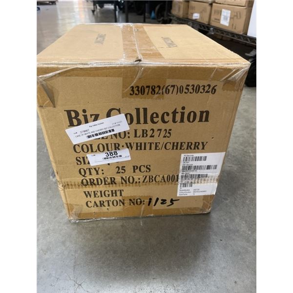 CASE OF WHITE AND CHERRY BIZ COLLECTION LADIES NEW YORKER 3/4 SLEEVE SHIRT