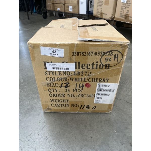 CASE OF WHITE AND CHERRY BIZ COLLECTION LADIES NEW YORKER 3/4 SLEEVE SHIRT