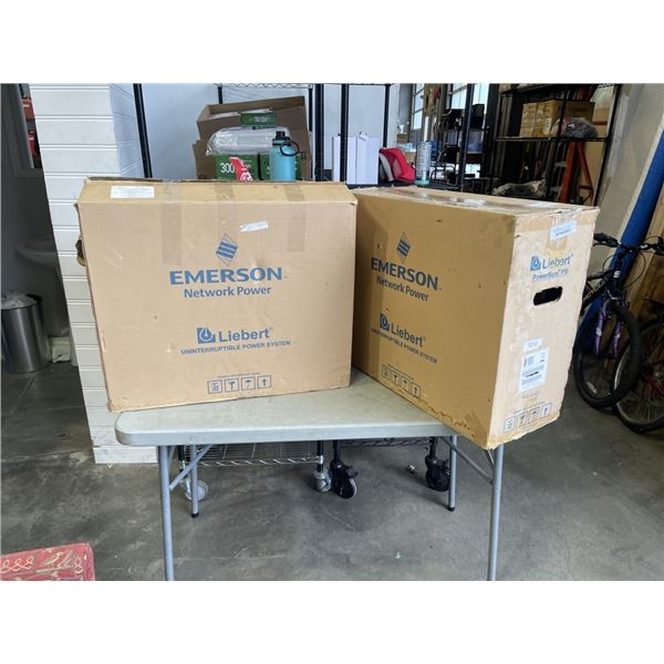 NEW EMERSON LIEBERT 2 PART RACK MOUNT UNINTERRUPTABLE POWER SUPPLY PS 1000 RT2-120, PS-48V  BATT. CO