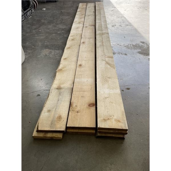 8  1"x4" BY 10FT SPRUCE BOARDS - 1 IS 6" WIDE