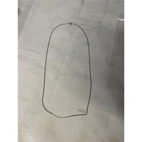 EXTRA LENGTH STERLING SILVER CHAIN NECKLACE, MARKED STG + SNA 24" LENGTH