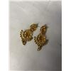 Image 2 : PAIR OF GOLD COLOUR W/ STONES DANGLE EARRINGS