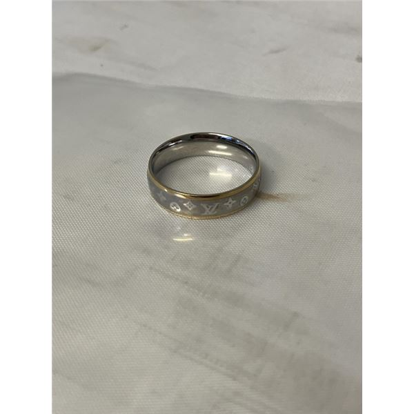 GOLD GUILED EDGES LOUIS VITTON LV RING BAND SIZE 11