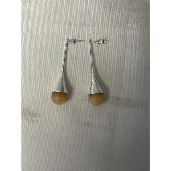 PAIR OF STERLING SILVER W/ SEMI PRECIOUS STONES EARRINGS, MARKED 925
