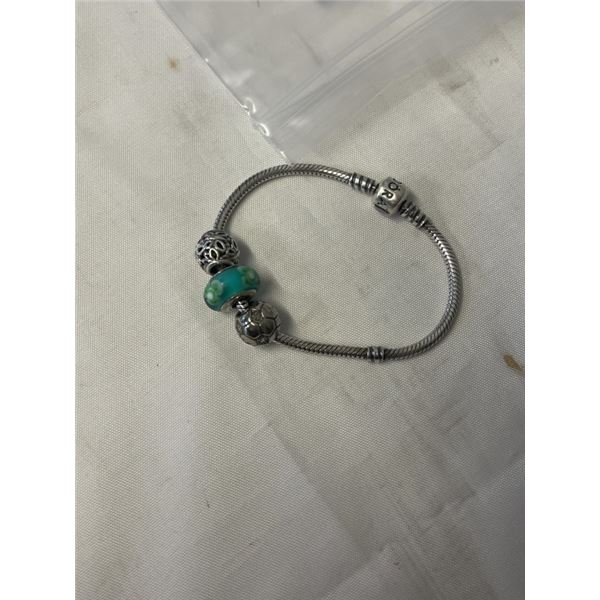 PANDORA STERLING SILVER CHARM BRACELET, 925, PANDORA CHARMS