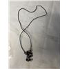 Image 2 : VARIOUS COLOURS CHINESE JADE BEADS TASSEL PENDANT W/ VERY LONG BLACK CORD NECKLACE