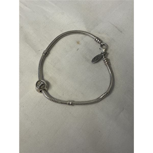 STERLING SILVER W/ TINY DIAMONDS WOOF CHARM BRACELET, MARKED S925 ALE