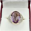 Image 1 : GOLD PLATED STERLING SILVER NATURAL AMETHYST (6.70CT) WITH NATURAL WHITE TOPAZ (0.50CT) RING, SIZE 8