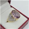 Image 4 : GOLD PLATED STERLING SILVER NATURAL AMETHYST (6.70CT) WITH NATURAL WHITE TOPAZ (0.50CT) RING, SIZE 8