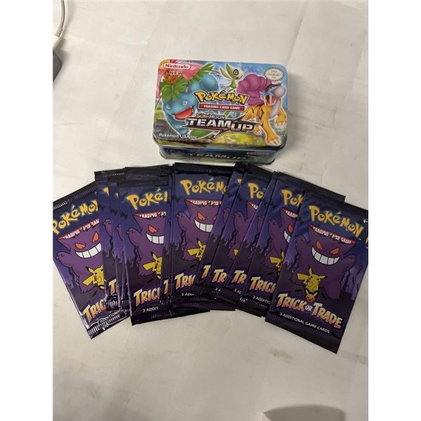 15 SPECIAL PACKS POKEMON TRICK OR TRADE CARDS WITH COLLECTOR TIN