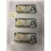 Image 1 : 3 - 1973 MINT CANADIAN $1 BILLS LAST ISSUE OF THE $1 BILLS