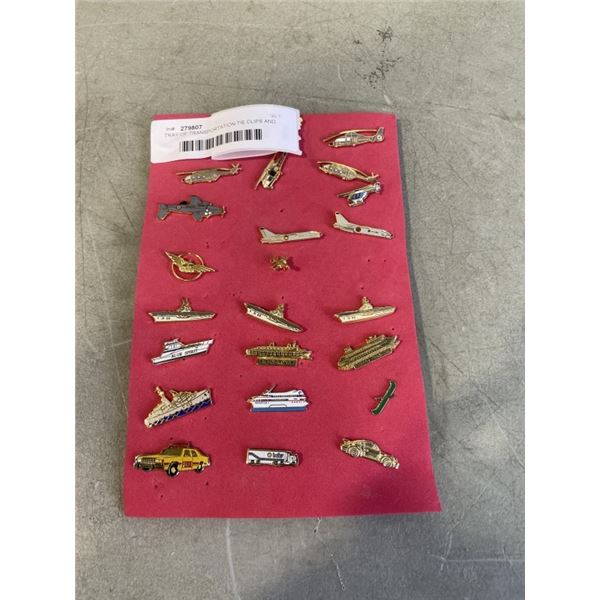 TRAY OF TRANSPORTATION TIE CLIPS AND PINS