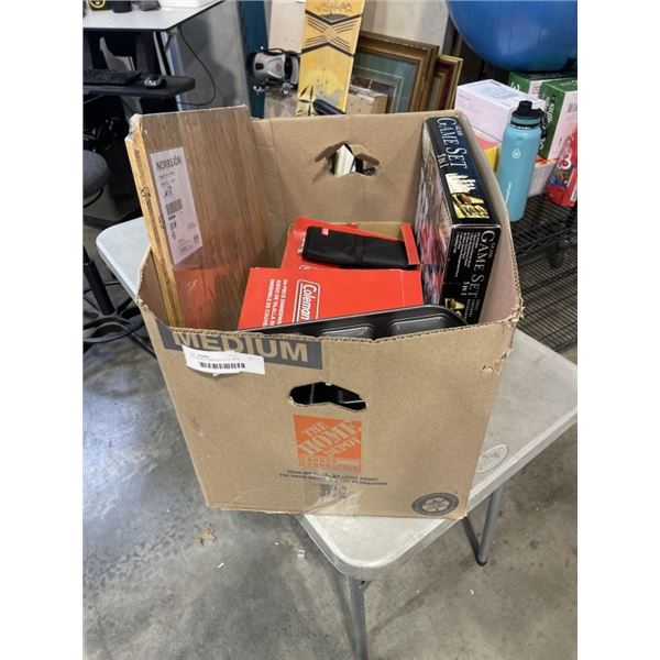 2 COLEMAN CAMPING PLATE SETS, CUTLERY, MUFFIN TRAY AND CUTING BOARD