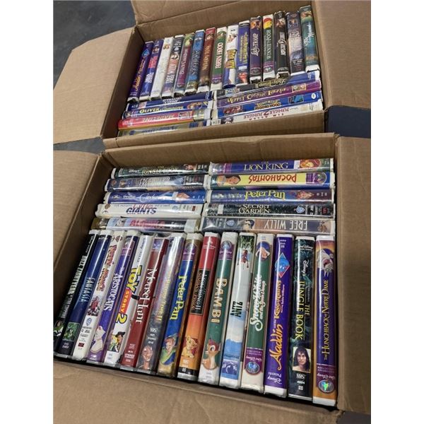 2 LARGE BOXES OF VHS MOVIES - MOSTLY DISNEY