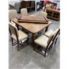 Image 2 : ANTIQUE OAK DINING TABLE AND 6 LEATHER DINING CHAIRS