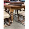 Image 4 : ANTIQUE OAK DINING TABLE AND 6 LEATHER DINING CHAIRS
