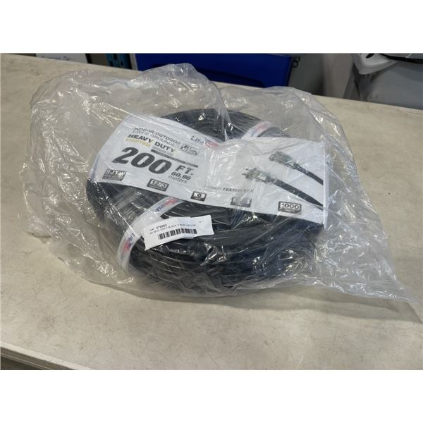 AS NEW 200FT BLACK 3 WIRE INDOOR OUTDOOR LIGHTED EXTENSION CORD, 12AWG