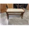 Image 1 : VINTAGE SOLID WOOD BENCH WITH PADDED LEATHER SEAT